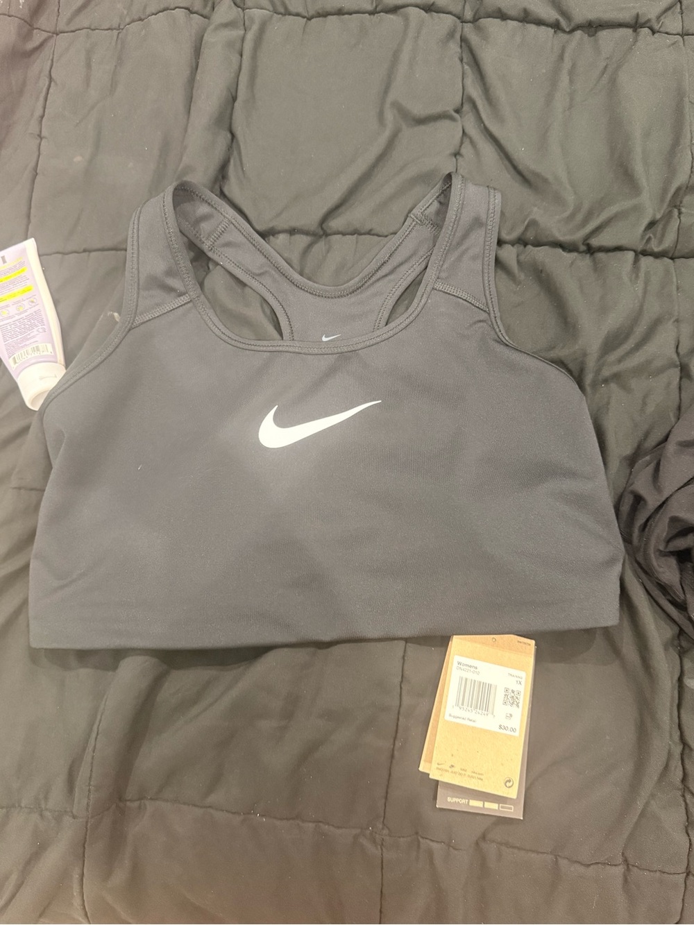 Nike Black Sports Bra with White Swoosh Logo